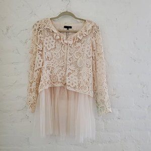 Ryu Boutique Lace Ivory Zip Up Blouse